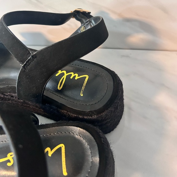 Lulus Espadrilles Sandals Black Platform Size 9 Ankle Strap Adjustable - Picture 10 of 13